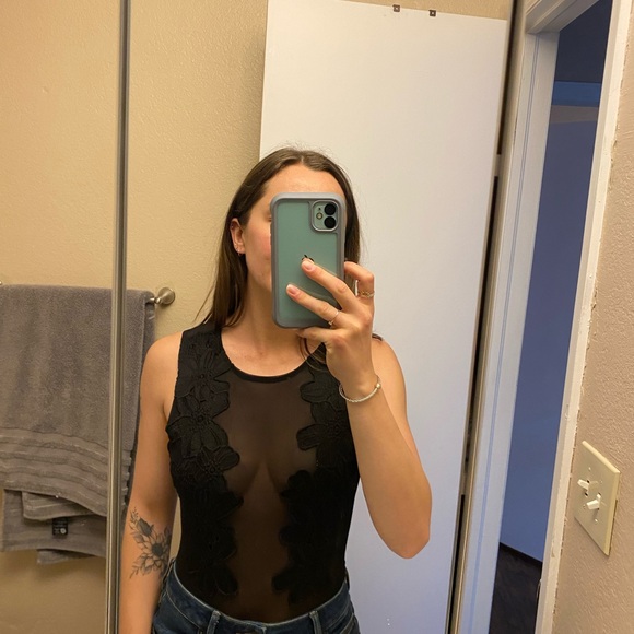 Charlotte Russe Black Lace Bodysuit - Picture 2 of 2